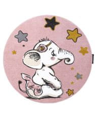 Dywany Łuszczów Dětský kusový koberec Petit Elephant stars pink kruh 140x140 (průměr) kruh