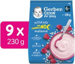 Gerber Cereal mléčná kaše malinová Dobrou noc 9x230 g
