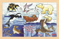 Goki Dřevěné puzzle Arktická zvířata 24 dílků