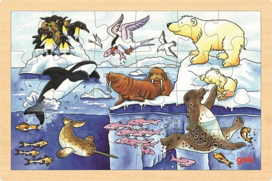 Goki Dřevěné puzzle Arktická zvířata 24 dílků