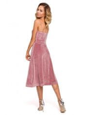Moe Sametové korzetové šaty M638 růžové - Moe růžová XL