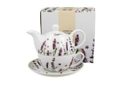 Duo Porcelánový šálek na čaj s konvičkou a podšálkem v dárkové krabičce Classic Lavender - 350 ml, 310 ml