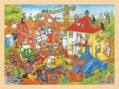 Goki Dřevěné puzzle Na staveništi 96 dílků