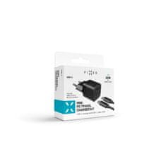 FIXED Set síťové nabíječky FIXED Mini s USB-C výstupem a USB-C/USB-C kabelu, podpora PD, 1 metr, 20W, černý