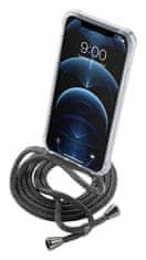 CellularLine Transparentní zadní kryt Cellularline Neck-Case s černou šňůrkou na krk pro Apple iPhone 12 PRO MAX