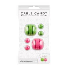 Nezarazeno Kabelový organizér Cable Candy Mixed Beans, 6 ks, zelený a růžový