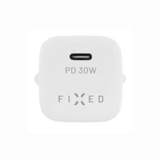 FIXED Set síťové nabíječky FIXED Mini s USB-C výstupem a USB-C/USB-C kabelu, podpora PD, 1 metr, 30W, bílý