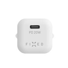 FIXED Set síťové nabíječky FIXED Mini s USB-C výstupem a USB-C/Lightning kabelu, podpora PD, 1 metr, MFI, 20W, bílý
