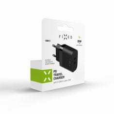 FIXED Síťová nabíječka FIXED s 2x USB-C výstupem, podpora PD, 35W, černá