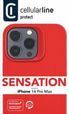 CellularLine Ochranný silikonový kryt Cellularline Sensation pro Apple iPhone 14 PRO MAX, červený