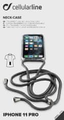 CellularLine Transparentní zadní kryt Cellularline Neck-Case s černou šňůrkou na krk pro Apple iPhone 11 Pro