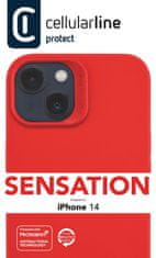 CellularLine Ochranný silikonový kryt Cellularline Sensation pro Apple iPhone 14, červený