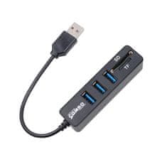 Northix Mini USB 2.0 čtečka paměťových karet + USB Hub, černá 