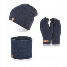 Brødrene Klasický Zimní Set Navy Blue Capka Komín 3V1