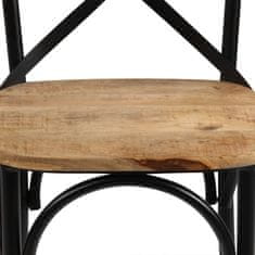 Greatstore Židle s křížem 6 ks černé masivní mangovníkové dřevo