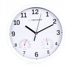 Esperanza Nástěnné hodiny s teploměrem a vlhkoměrem Lyon EHC016W bílé
