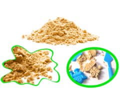 WOWO Kinetický Písek v Kostce 2kg s Pískovištěm a 16 Formičkami pro Děti