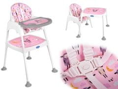 WOWO Růžová Multifunkční Židle na Krmení s Konferenčním Stolkem 3 v 1
