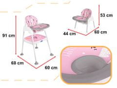 Ikonka Kojicí židle stolička židle 3v1 růžová