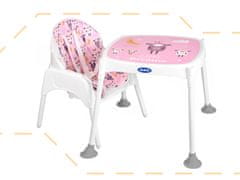 WOWO Růžová Multifunkční Židle na Krmení s Konferenčním Stolkem 3 v 1