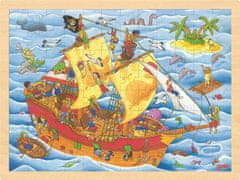 Goki Dřevěné puzzle Piráti 96 dílků