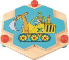 Goki Puzzle hexagon Stavební stroje