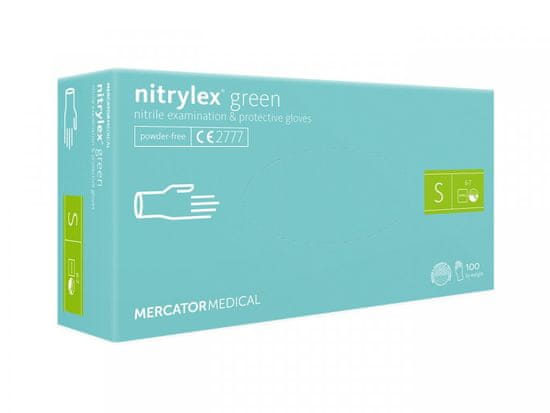 MERCATOR MEDICAL NITRYLEX GREEN - Nitrilové rukavice (bez pudru) zelené nesterilní - 100 ks, R-008