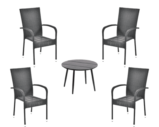IWHOME Jídelní set ELCHE antracit + 4x židle MADRID antracit IWH-10150031