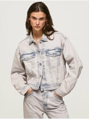 Pepe Jeans Modro-bílá dámská oversize džínová bunda Pepe Jeans Turner Rose S