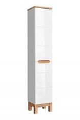 COMAD Koupelnová skříňka s košem Bali 804 2D 1S bílá/dub votan