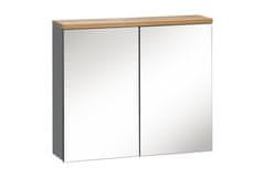 COMAD Závěsná koupelnová skříňka se zrcadlem Bali 840 2D šedý grafit/dub votan
