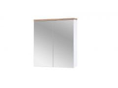 COMAD Závěsná koupelnová skříňka se zrcadlem Bali 840 2D bílá/dub votan