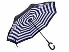Kraftika 1ks 3 modrá tmavá proužky obrácený deštník dvouvrstvý