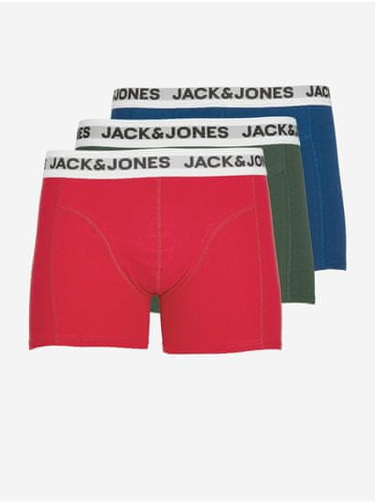 Jack&Jones Sada tří pánských boxerek v modré, zelené a červené barvě Jack & Jones Rikki