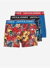 Jack&Jones Sada tří pánských vzorovaných boxerek v červené černé a modré barvě Jack & Jones Azores M