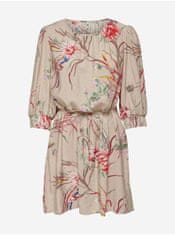 Jacqueline de Yong Béžové dámské šaty s květinovým vzorem JDY Ava XL
