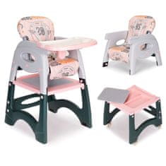 EcoToys Dětská jídelní židle 2v1 šedivo-růžová