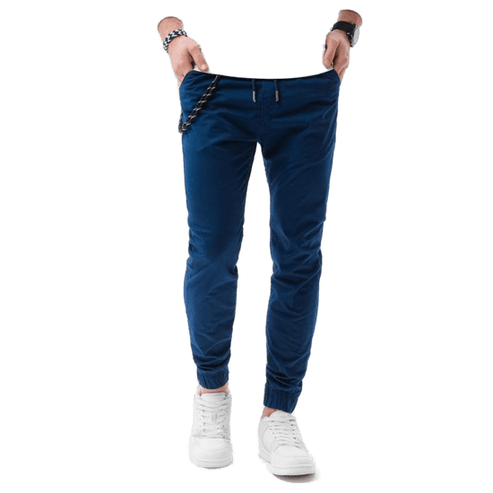 OMBRE Pánské kalhoty joggers HARVIE tmavě modré MDN14656