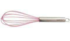 Isabelle Rose Metla ke šlehání silikonová s hliníkovou rukojetí růžová 25 cm