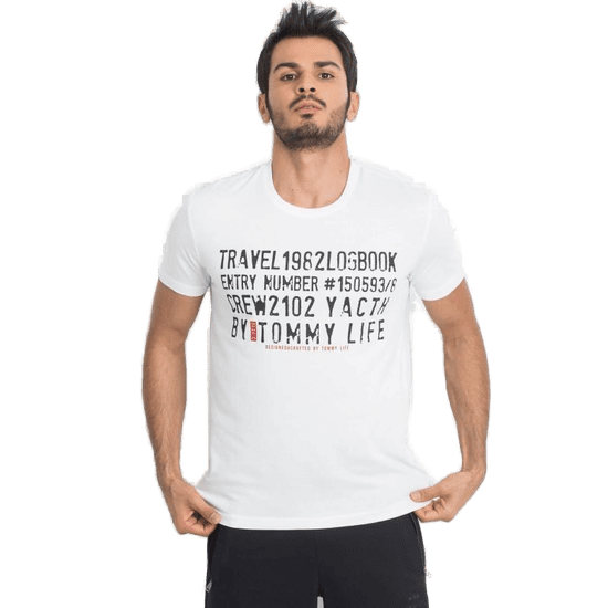 TOMMYLIFE Bílé pánské tričko s nápisem TOMMY LIFE 298-TS-TL-87282.05X_327379