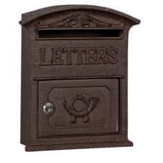 Clayre & Eef Poštovní schránka litinová hnědá Letters 27 x 31 cm