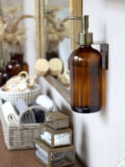 Chic Antique Skleněná Mocca láhev nebo dávkovač na mýdlo s pumpičkou 480 ml