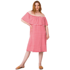 BASIC FEEL GOOD Dámské šaty pruhované plus size ANNABEL korálově bílé RV-SK-6638.71_364866 4XL