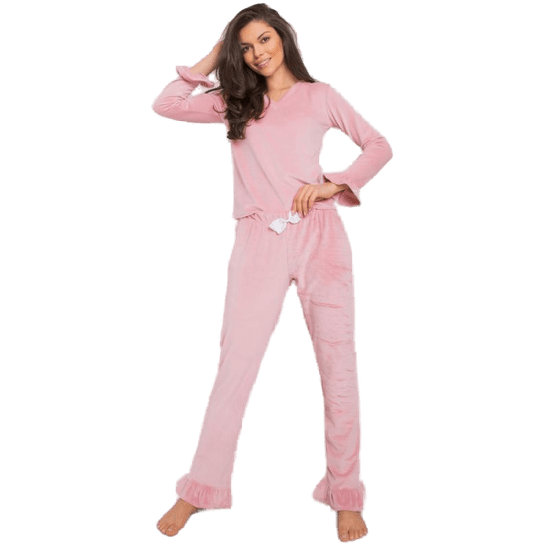 RUE PARIS Dámské pyžamo s kalhotami velurové Camille RUE PARIS růžové RV-PI-7394.23X_381201