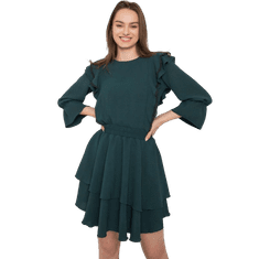 RUE PARIS Dámské šaty s volánky Aleah RUE PARIS tmavě zelené CHA-SK-1610.24_379985 L-XL