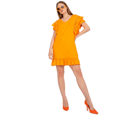 FANCY Dámské šaty s volánem a nášivkou na rukávech MELANTHA oranžové FA-SK-7017.72P_386376 Univerzální