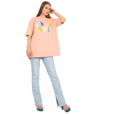 FANCY Dámské tričko oversize s potiskem LABEL meruňkové FA-TS-7733.91P_386366 Univerzální