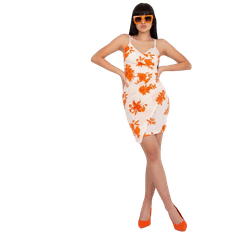 ITALY MODA Dámské šaty s květinovým potiskem mini EREA béžovo-oranžové DHJ-SK-15876.35_386774 Univerzální