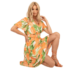 ITALY MODA Dámské šaty s květinami PIPER oranžové a zelené DHJ-SK-11331-2.32_386775 Univerzální