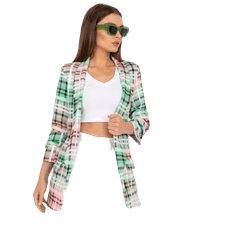 ITALY MODA Dámské sako bez knoflíků kostkované ASHLI zeleno-růžové DHJ-MA-7684B-2.15_387944 2XL